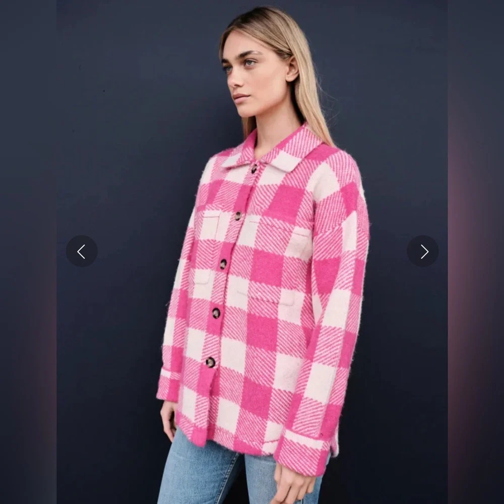 Sundry Anthropology | Oversized Pink Flannel Jacket | Size: Medium/Large - Picture 3 of 13